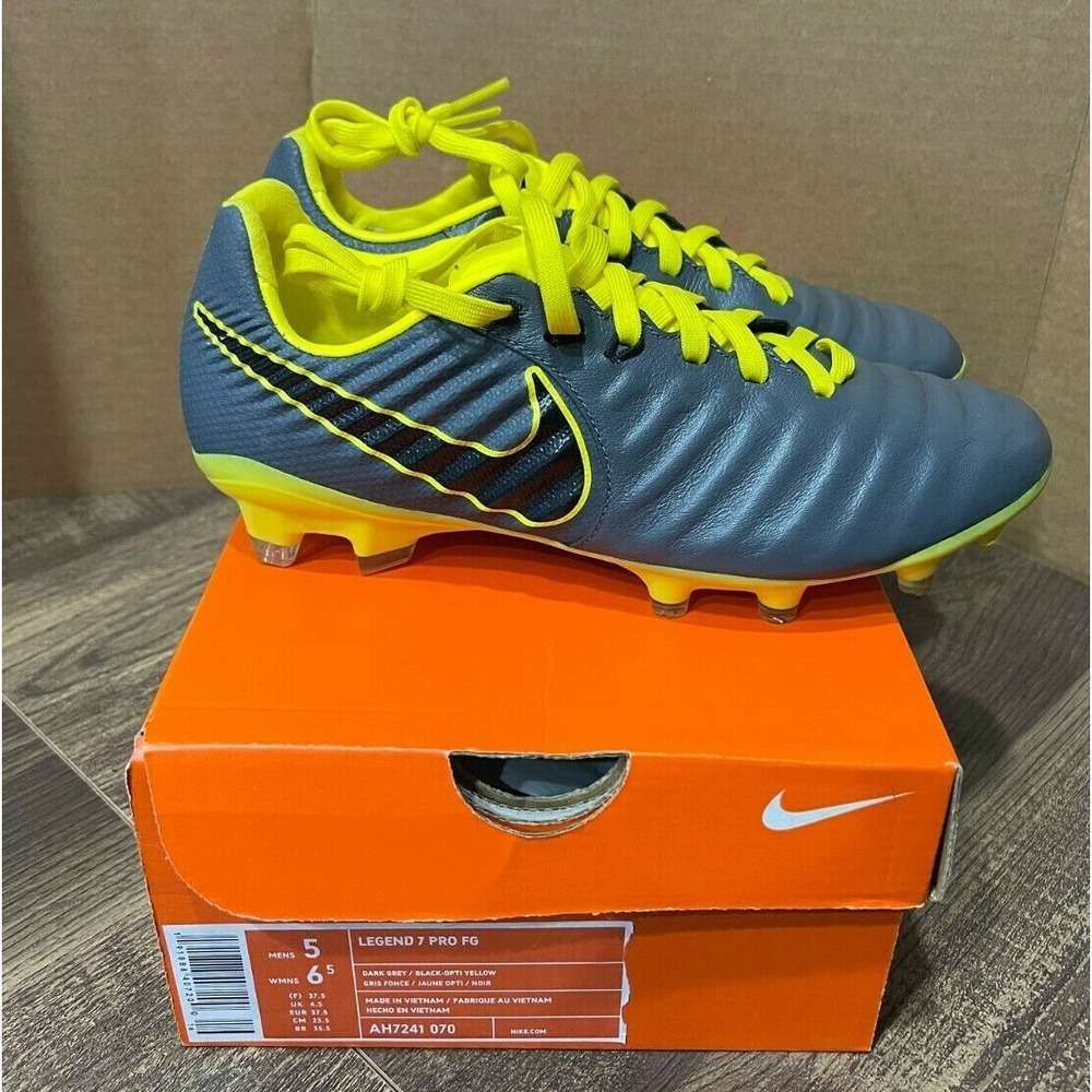 Nike Tiempo Legend 7 Pro FG Soccer Cleats Grey Leather Men's Size 5 AH7241-070